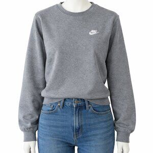 Women’s Small Nike Gray Crewneck Sweatshirt Fleece Lined Cotton Blend